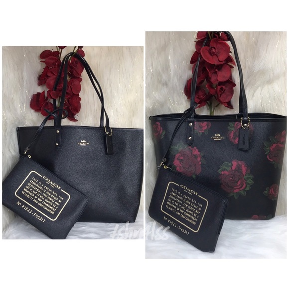 Coach Handbags - COACH REVERSIBLE CITY TOTE WITH JUMBO FLORAL PRINT